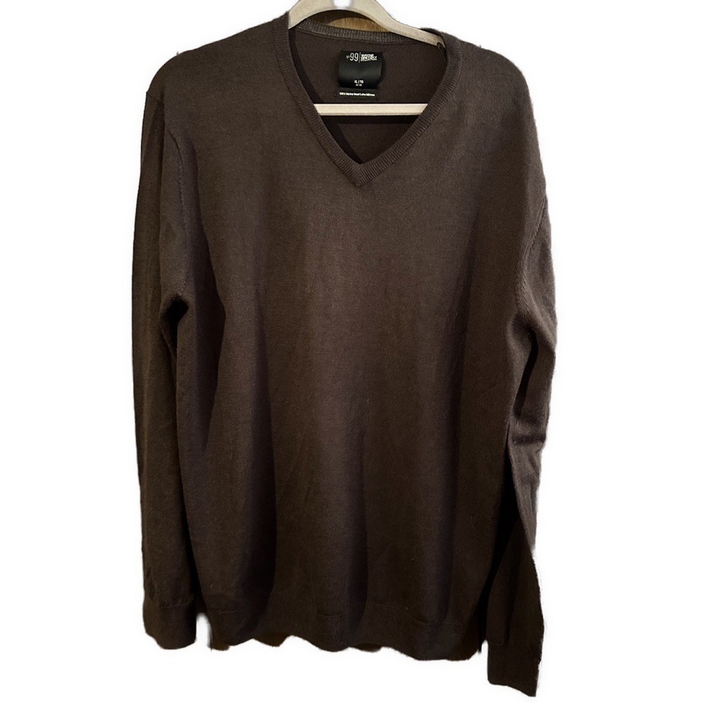 No. 99 Wayne Gretzky Men’s V-Neck Merino Wool Sweater Sz XL Brown